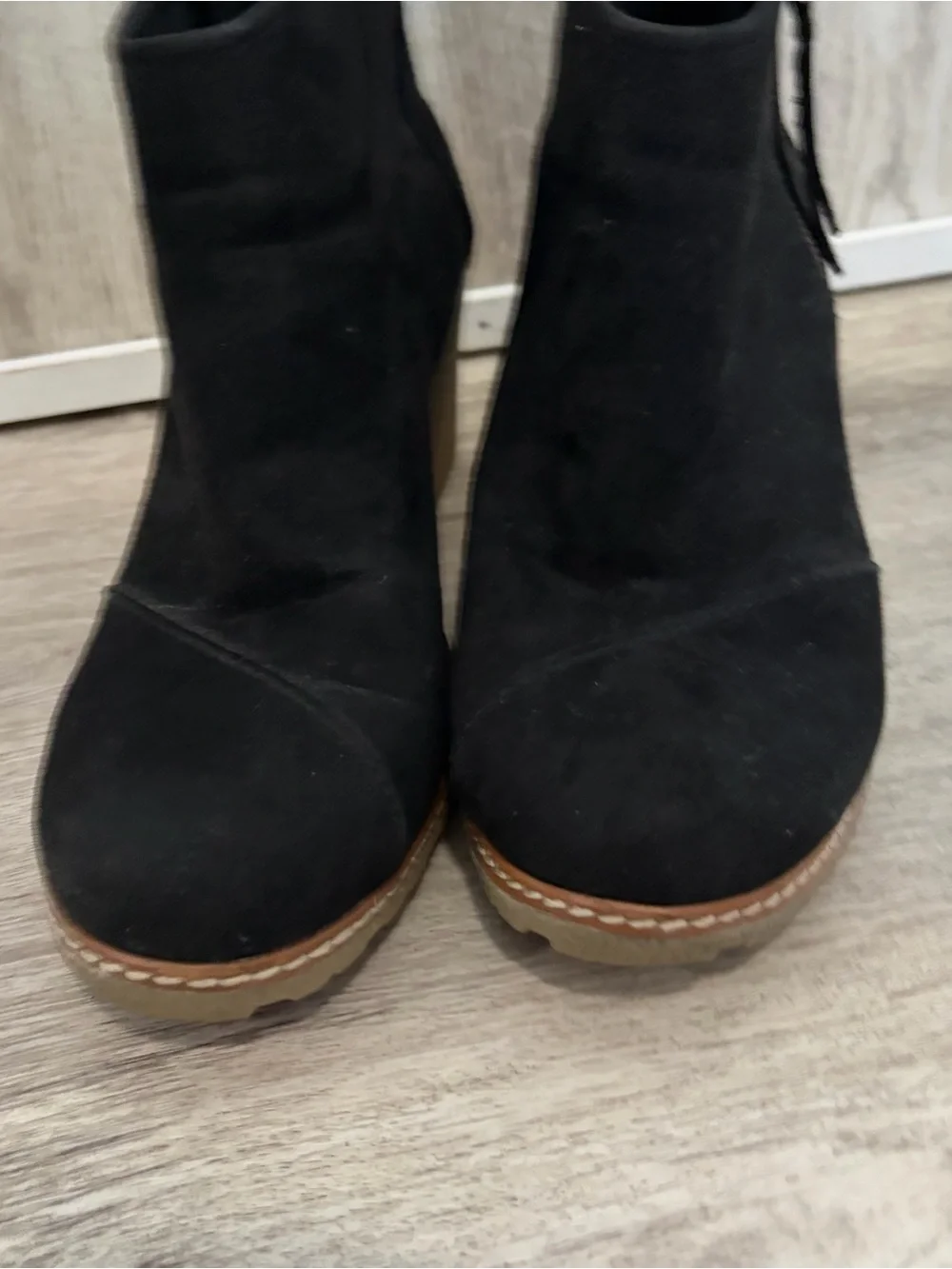 TOMS Avery Wedge Booties Black Ankle Boots Women’s Size 10 Fall Career